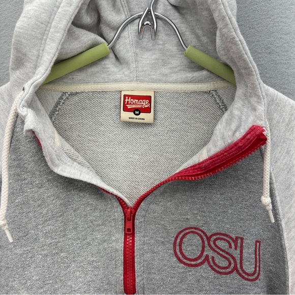 Homage Ohio State University Buckeyes OSU Red 1/4 Zip Hoodie Medium Scarlet Gray - Picture 2 of 7